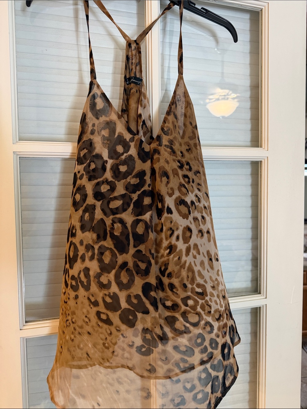 Patterson J. Kincaid Leopard Print Sheer Camisole in Brown and Black